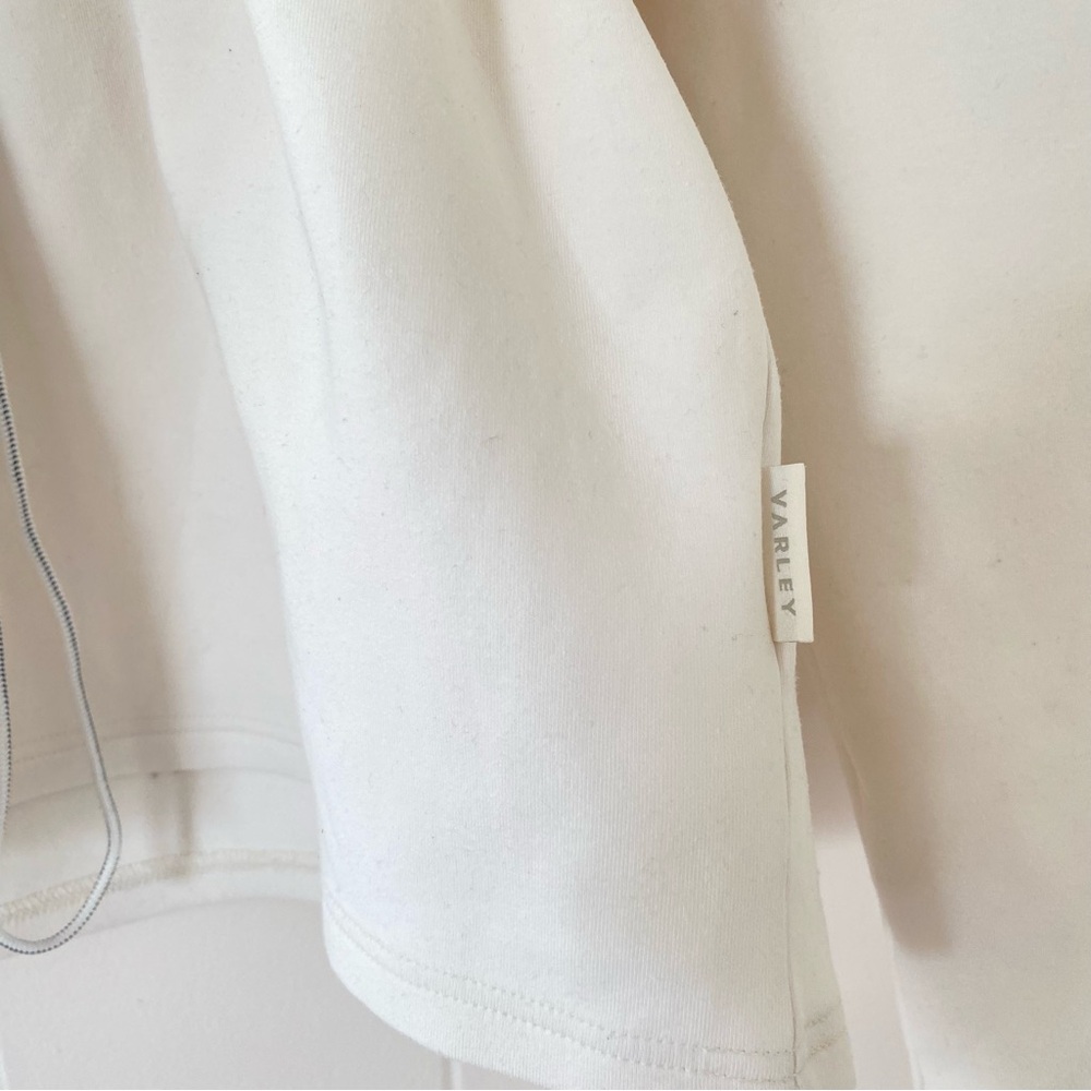 Varley Cream Drawstring Funnel-Neck Tunic Sweatshirt - Picture 4 of 9